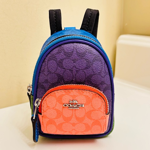 Coach Color block Backpack Keychain/ Bag Charm - Picture 1 of 9